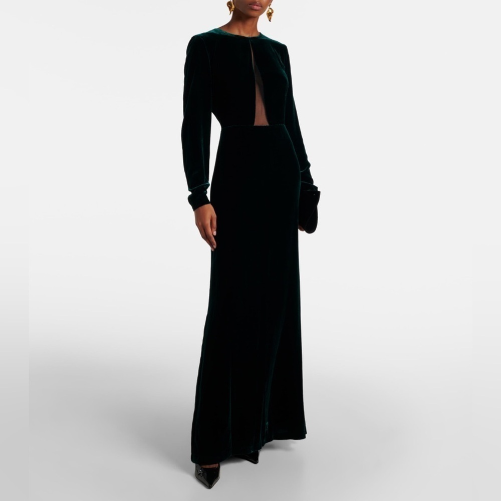 MaxMara Sateen Velvet Dress Green